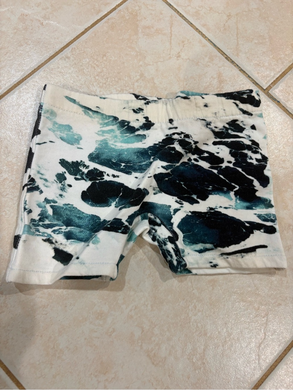 Munster Marble Tie-Dye Stretch Shorts in Teal and Black